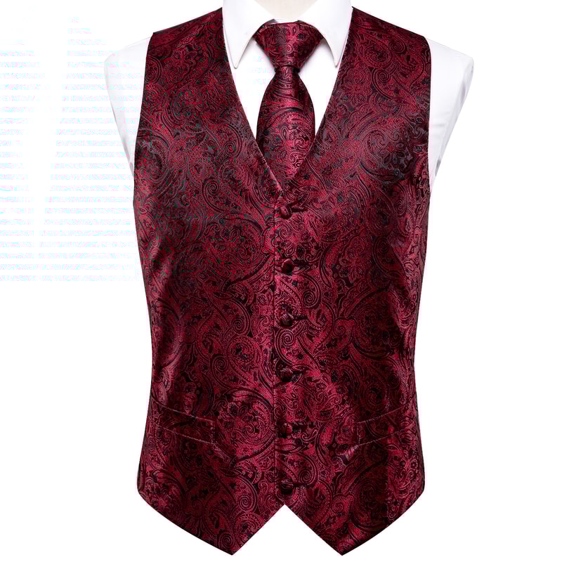 Men Formal Silk Vest Set With Jacquard Tie And Pocket Accessories 2