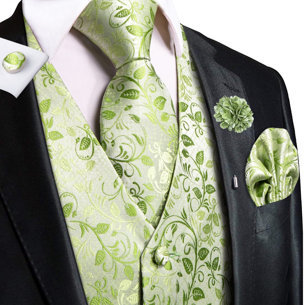 Men Formal Silk Vest Set With Jacquard Tie And Pocket Accessories 20