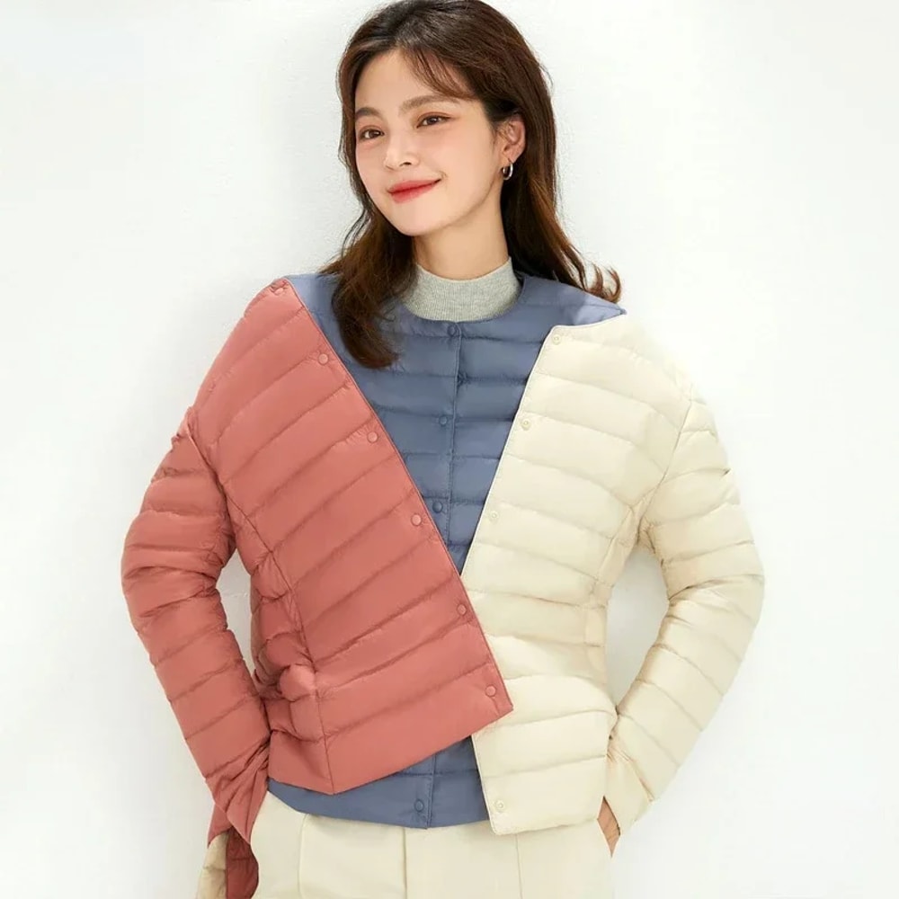 Lightweight Packable Down Jacket For Women Slim Fit White Duck Down Winter Coat 1