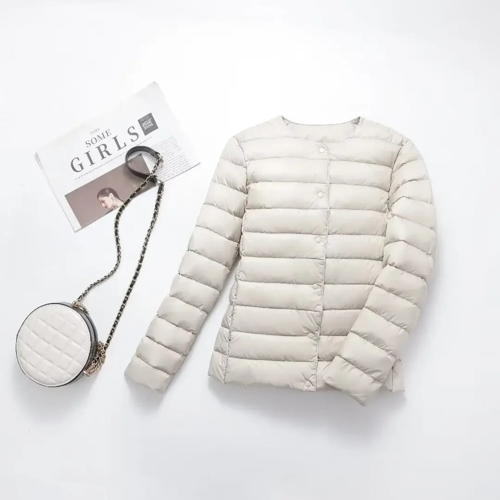 Lightweight Packable Down Jacket For Women Slim Fit White Duck Down Winter Coat 16