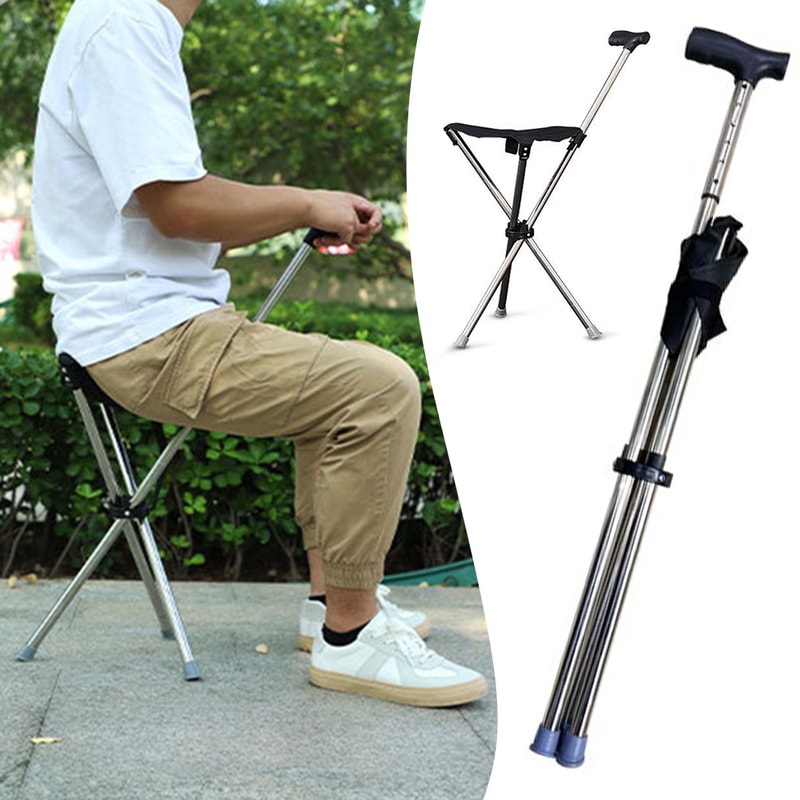Lightweight Folding Cane with Seat for Travel, Standing Breaks, and Everyday Support