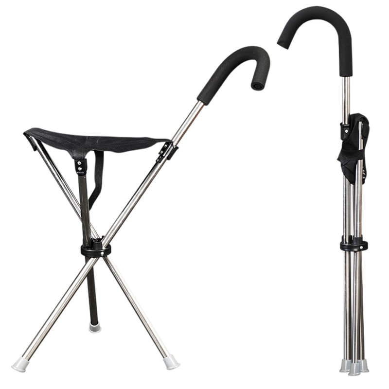 Lightweight Folding Cane with Seat for Travel, Standing Breaks, and Everyday Support