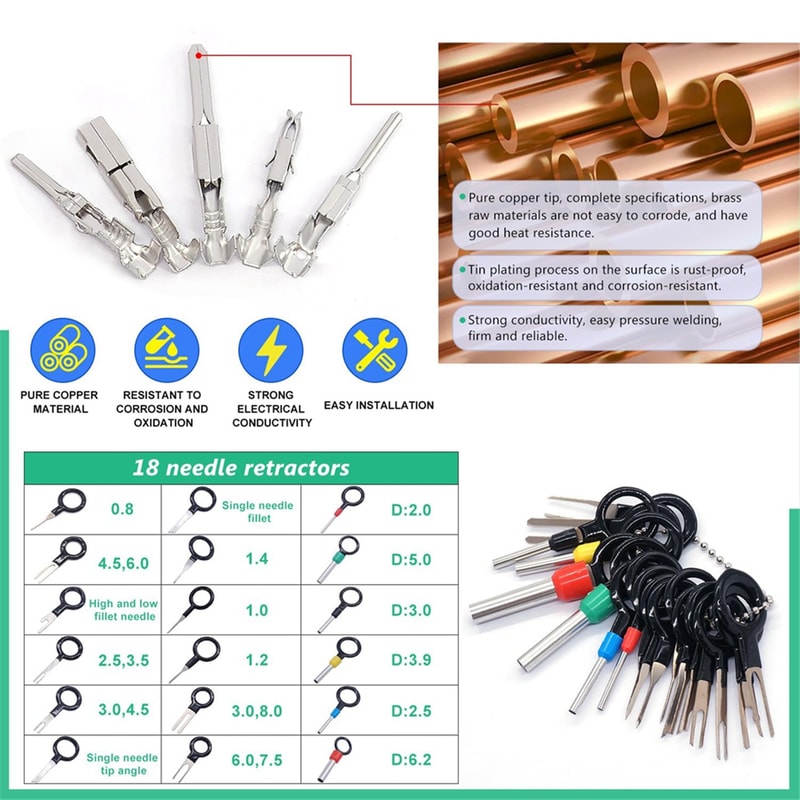 Automotive Connector Pins Kit with Terminal Removal Tool and 300 Wire Seals