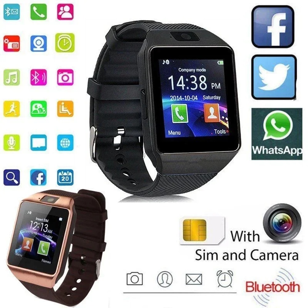 Bluetooth Smart Watch with Camera Waterproof Touch Screen Watch for Android and iPhone