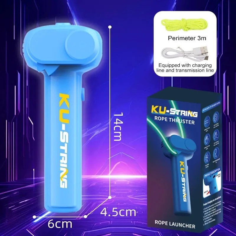 Glow Rope Launcher Toy with Adjustable Speed & Luminous String Handheld Loop Game for Kids