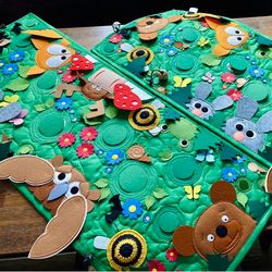 Forest animals Interactive Baby Sensory Play Mat with Bright Colors and Textures