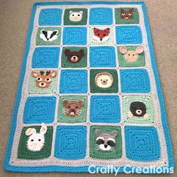Woodland Animals Baby Blanket Crochet Pattern