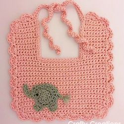 baby bib with elephant applique crochet pattern