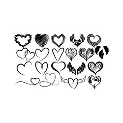 20 Heart Svg Bundle, Heart Svg, Hand Drawn Heart svg, Open Heart Svg, Doodle Heart Svg, Sketch Heart Svg, Love Svg