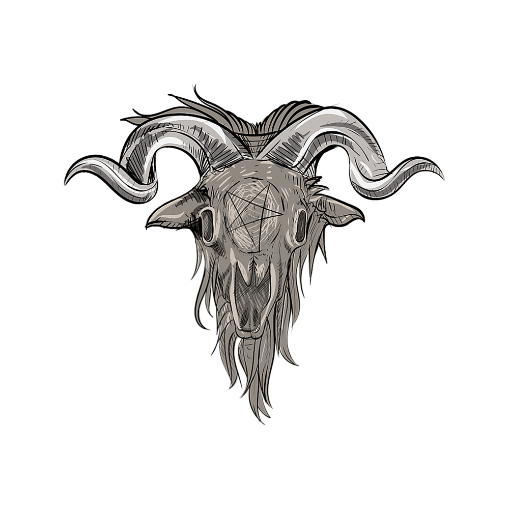 Funny Goat Baphomet I Hail Satan Goth Goat Head Satanic Clothing.png