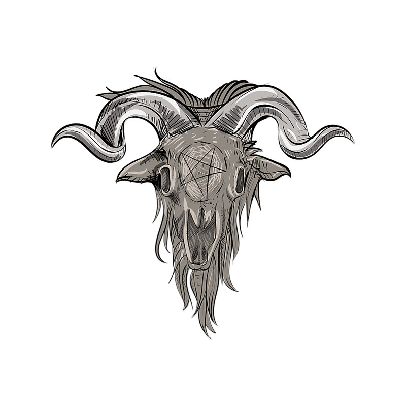 Funny Goat Baphomet I Hail Satan Goth Goat Head Satanic Clothing.png