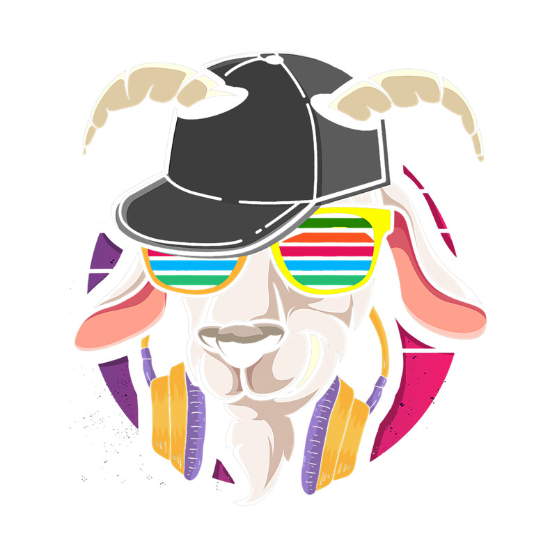 Funny Goat Retro Punk Goat With Headphones Dj Goat Music Gift.png