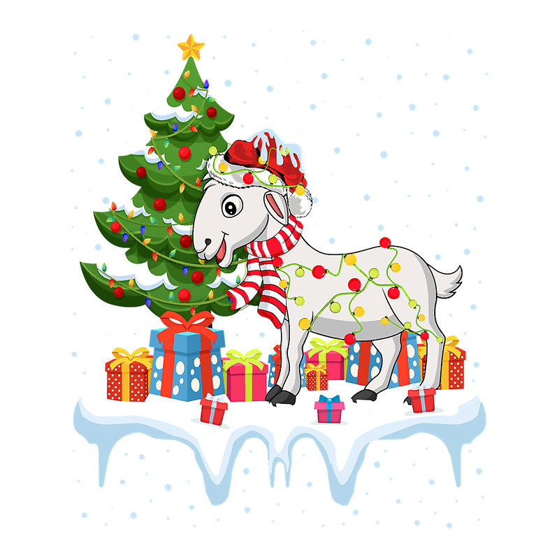 Funny Goat Xmas Lighting Tree Santa Hat Goat Christmas 122.png