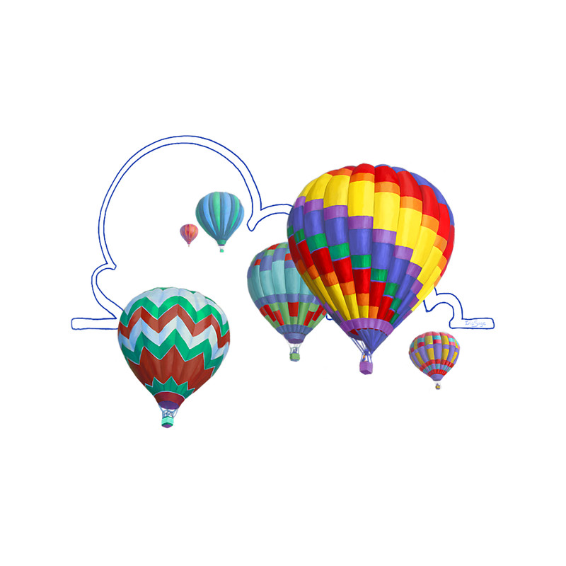 Golf Golfer Colorful Hot Air Balloons Montgolfier Dirigible Cloud.png
