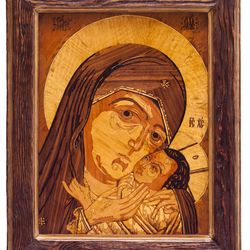 virgin mary ephesus corsun greec orthodox byzantine christian god mother wood icon home decor wall wood mosaic religious