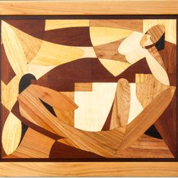 pair love wood mosaic marquetry inlay panel cubism boho framed home wall decor wall art hanging wood decor love
