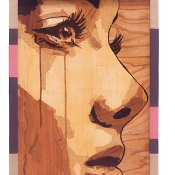 girl portrait inlay wood art framed wall home decor modern style wood panel artwork gift love boho eco gift wall decor