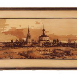 Country landscape Vintage home decor rustic style marquetry inlay framed picture wall art panel home decor eco gift wood