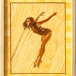 Ballet Dancer wood carving home decor boho style marquetry inlay framed picture wall art panel home decor gift wood