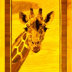 Giraffe wildlife wood mosaic africa wild nature eco gift inlay framed panel wall hanging home decor art wood decor ready
