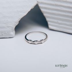Dainty Three Hearts Silver Promise Ring for Her - Thin Silver Stackable Purity Ring for Girlfriend