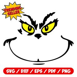 grinch face svg file, grinch face svg, grinch svg, grinch smile, christmas grinch face, instant download