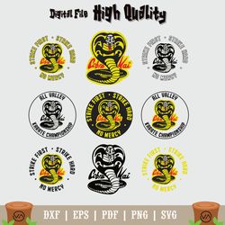 cobra kai svg bundle , png, pdf, cricut, silhouette, cricut svg, silhouette svg, digital download, cobra kai logo