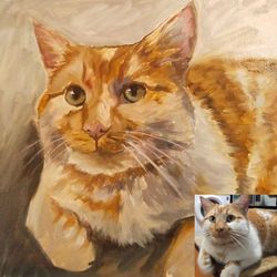 Custom Pet Portrait oil painting from photo Commission Unique gift Animal portrait Cat painting