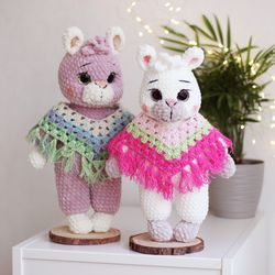 Llama plush toy, Llama in poncho, cute alpaca toy, stuffed plush alpaca, cute gift for girl