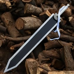 dragon slayer sword from manga/anime dual finished black with free sheath and display stand high quality stainless steel