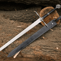 handmade witcher 3 sword master sword of geralt - rivia feline steel silver sword, personalized gift