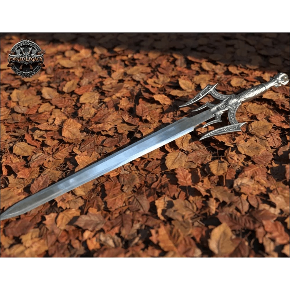 Hand Forged Damascus Barbarian Sword Viking Long Sword Replica Handmade Engraved Cosplay Sword F 1