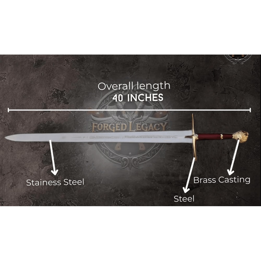 Hand Forged Medieval Lion Emblem Sword FullSize Fantasy Royal Long Sword Replica Cosplay Christma 1