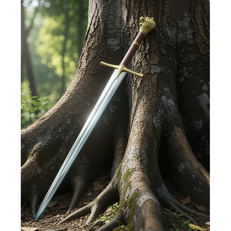 Hand Forged Medieval Lion Emblem Sword FullSize Fantasy Royal Long Sword Replica Cosplay Christma 0
