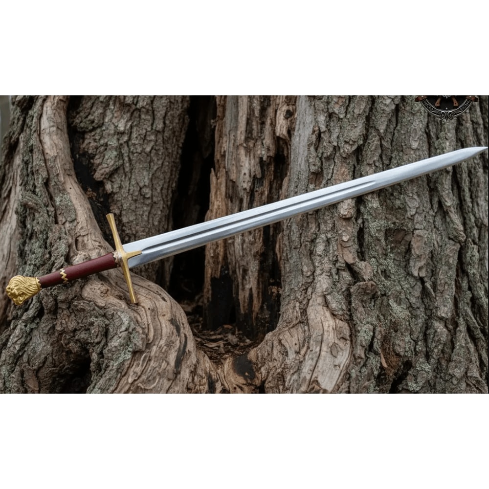 Hand Forged Medieval Lion Emblem Sword FullSize Fantasy Royal Long Sword Replica Cosplay Christma 2