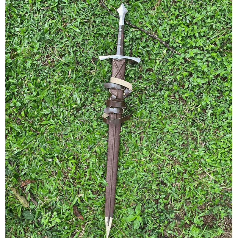 Handmade Long Straight Sword With Elegant Handle Collectible Medieval Blade Decorative Display Sw 2