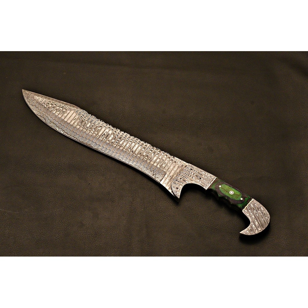 HandForged Falcon Bowie Knife Damascus Steel Holiday Gift With Leather Sheath 0