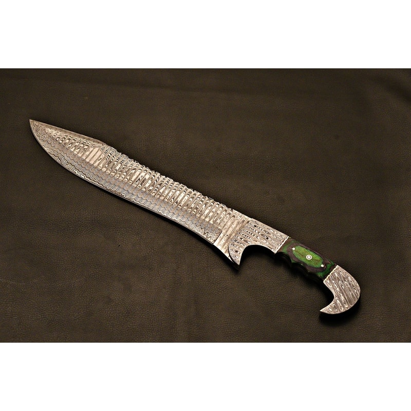HandForged Falcon Bowie Knife Damascus Steel Holiday Gift With Leather Sheath 0