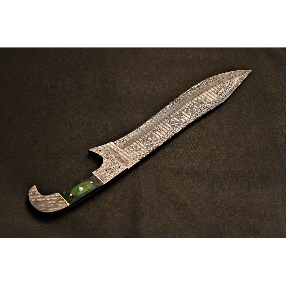 HandForged Falcon Bowie Knife Damascus Steel Holiday Gift With Leather Sheath 1