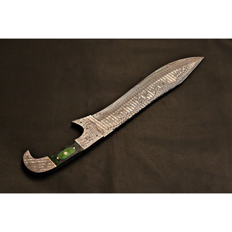 HandForged Falcon Bowie Knife Damascus Steel Holiday Gift With Leather Sheath 1