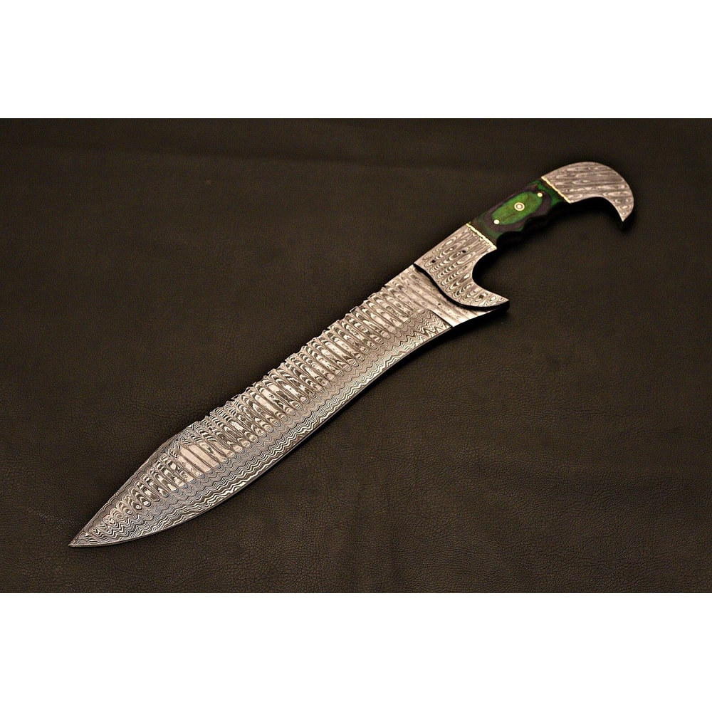 HandForged Falcon Bowie Knife Damascus Steel Holiday Gift With Leather Sheath 2