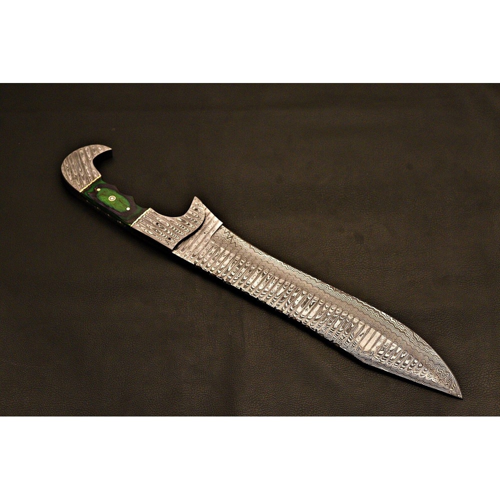 HandForged Falcon Bowie Knife Damascus Steel Holiday Gift With Leather Sheath 5