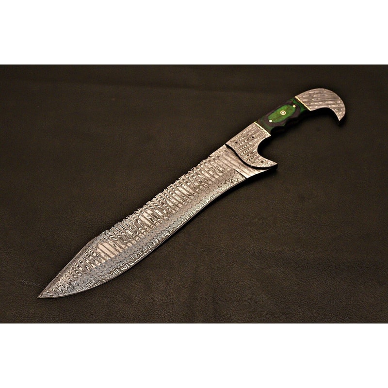 HandForged Falcon Bowie Knife Damascus Steel Holiday Gift With Leather Sheath 6