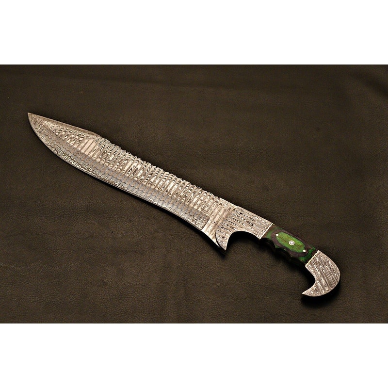 HandForged Falcon Bowie Knife Damascus Steel Holiday Gift With Leather Sheath 7