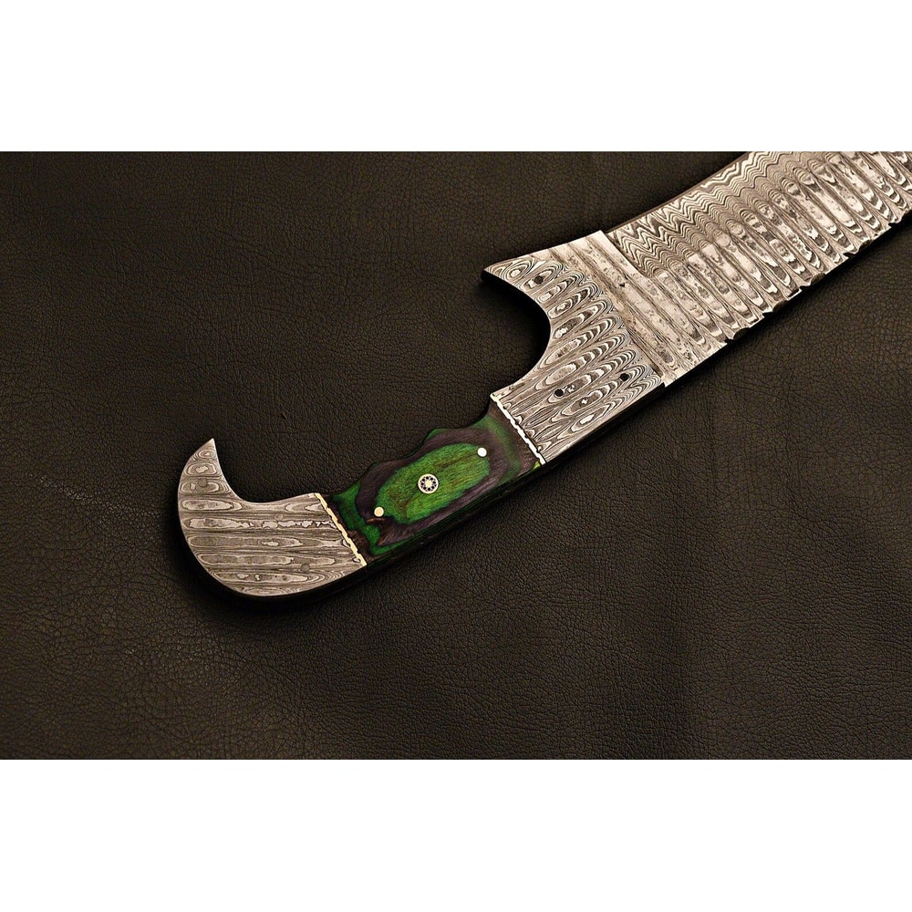 HandForged Falcon Bowie Knife Damascus Steel Holiday Gift With Leather Sheath 8