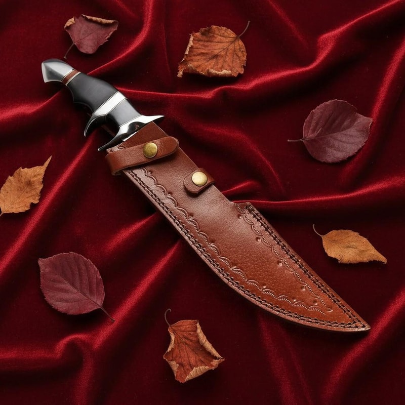 Custom 216 Layers Damascus Steel Bowie Knife 15 Handmade Hunting Knife With Leather Sheath 4