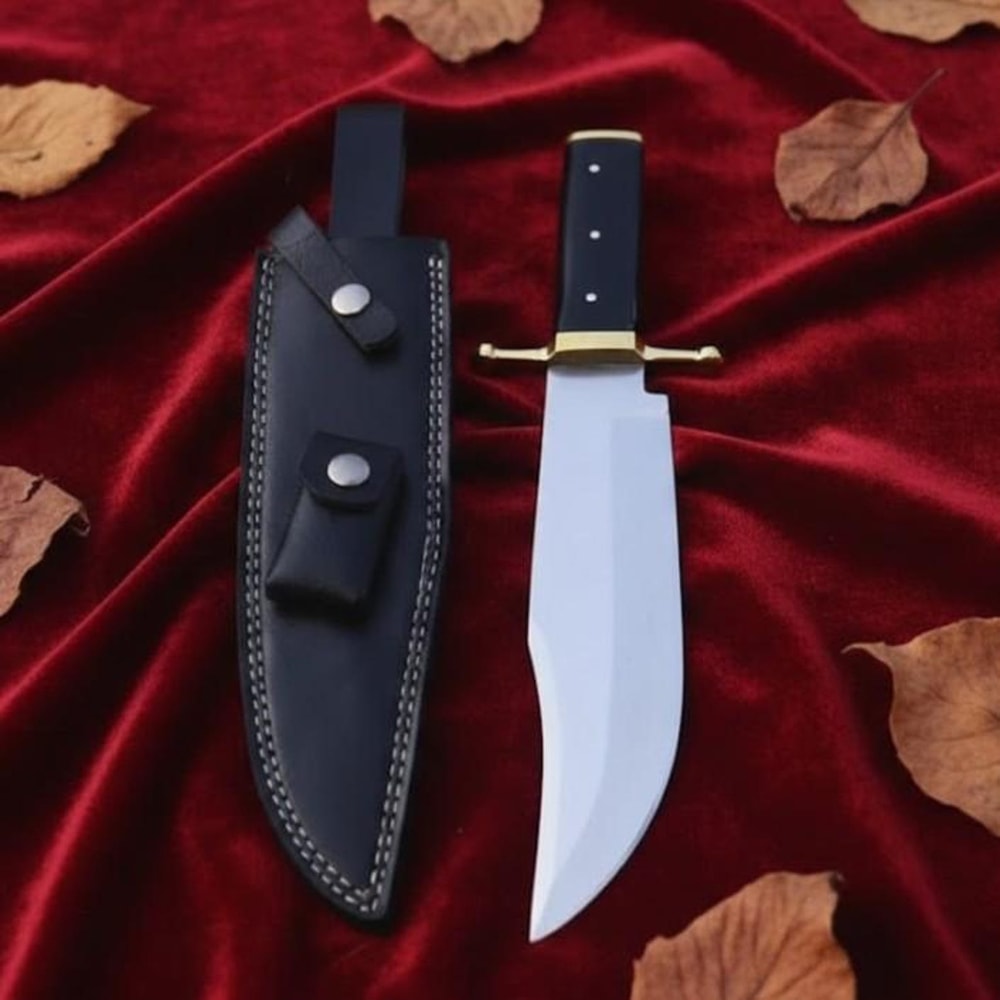 Custom Carbon Steel Vintage Bowie Knife 12 Handmade Classic Hunting Knife With Sheath 0