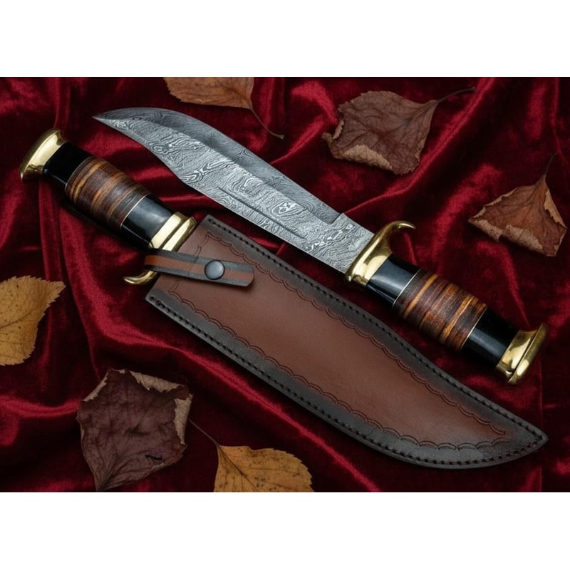 Custom Outback Crocodile Dundee Bowie Knife 15 Handmade Hunting Knife With Leather Sheath 0
