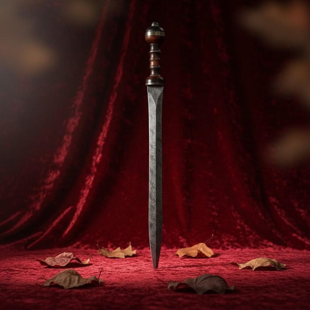 Hand Forged Damascus Steel Roman Gladius Sword 24 Handmade With Leather Sheath 1
