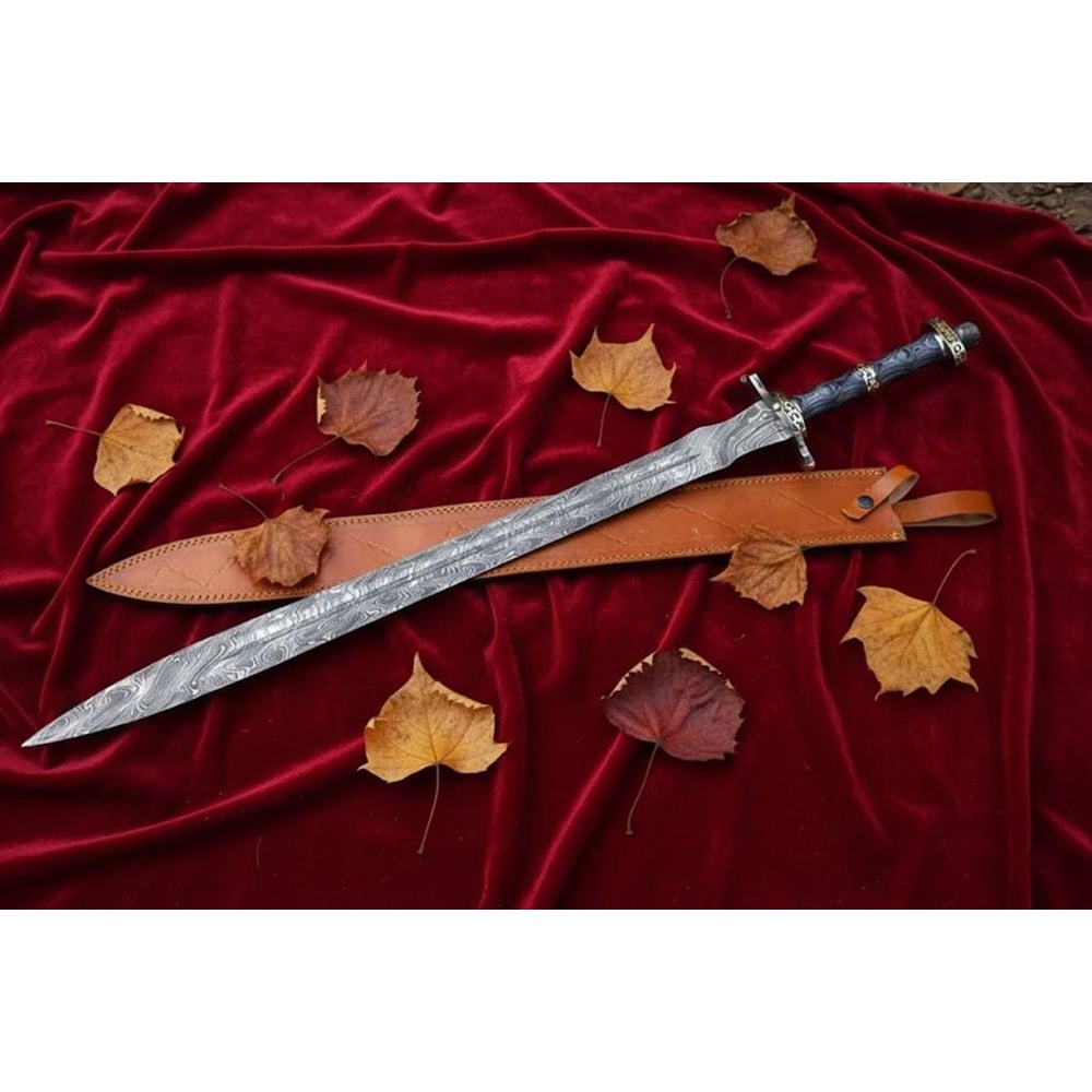 Hand Forged Personalized Damascus Steel Sword 34 Medieval Historical Collectible Gift 0